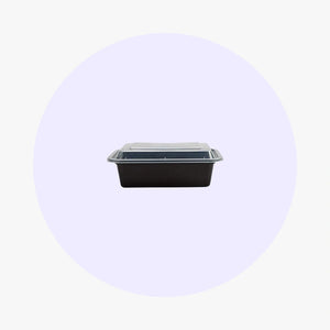 Black Rectangle Microwavable Heavy Weight Container with Lid | 12 oz