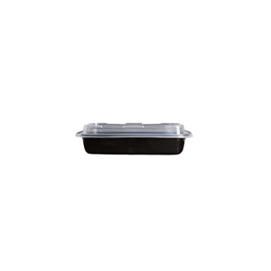 Black Rectangle Microwavable Medium Weight Container with Lid | 16 oz