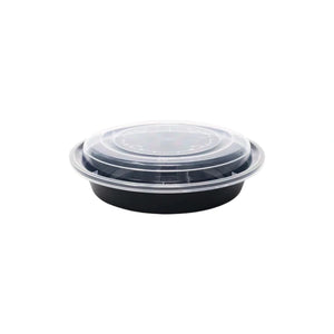 Black Round Microwavable Heavy Weight Container with Lid | 48 oz