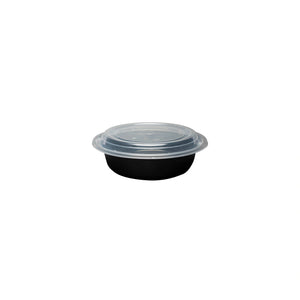 Black Round Microwavable Medium Weight Container with Lid | 16 oz