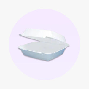 Dart 85HT1R 8" x 8" x 3" White Foam Square Take Out Container with Perforated Hinged Lid | 8.5"x8.5"
