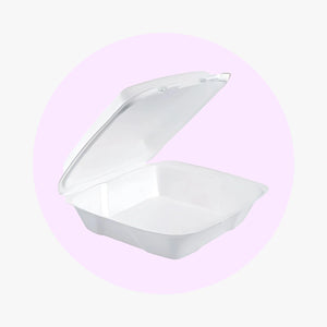 FOAMPAK FP-9001 9" x 9" x 3" Large 9" Foam Hinged Lid Container | 9"x9"