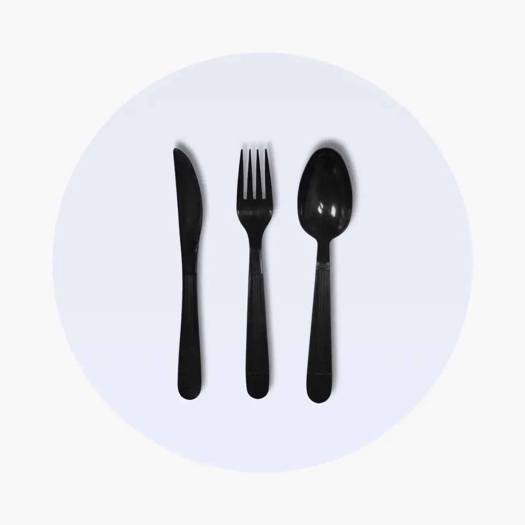 Black Heavy Weight Cutlery Set