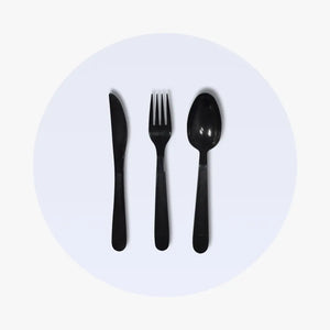 Black Heavy Weight Cutlery Set