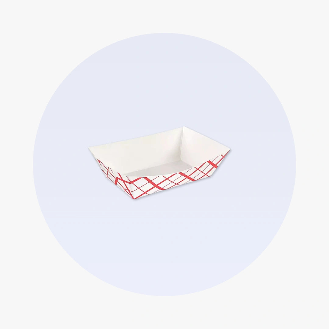 Paper Food Boat Tray - Red & White 1/2 lb