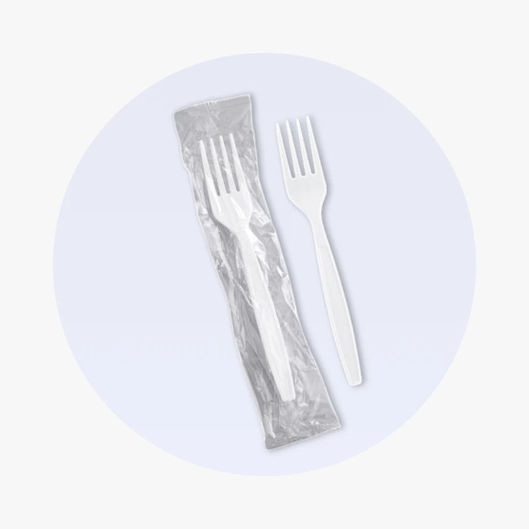 White Heavy Weight Forks - Individually Wrapped - 1000 pcs by packthismeal.myshopify.com