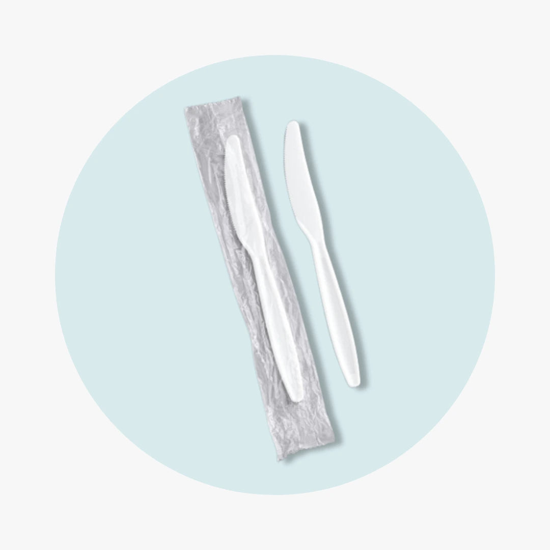 White Heavy Weight Knifes - Individually Wrapped - 1000 pcs by packthismeal.myshopify.com