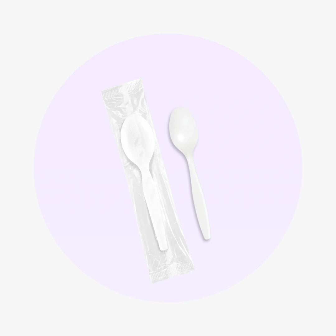 White Heavy Weight Spoons - Individually Wrapped - 1000 pcs by packthismeal.myshopify.com