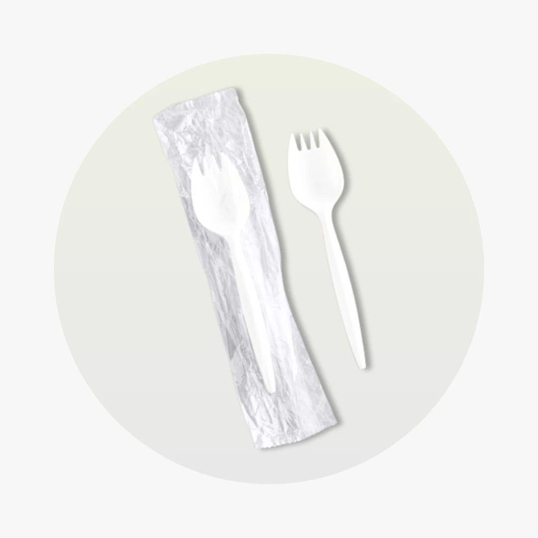 White Heavy Weight Sporks - Individually Wrapped - 1000 pcs by packthismeal.myshopify.com