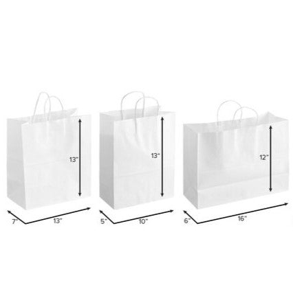 White Shopper Bags With Handle - LARGE - PACK THIS MEAL