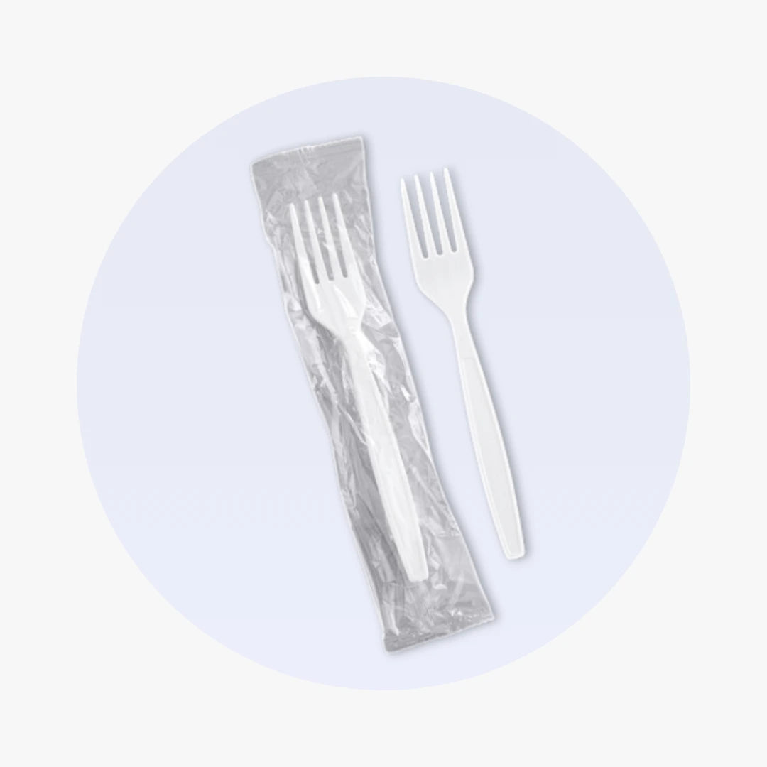 White Heavy Weight Forks - Individually Wrapped - 1000 pcs