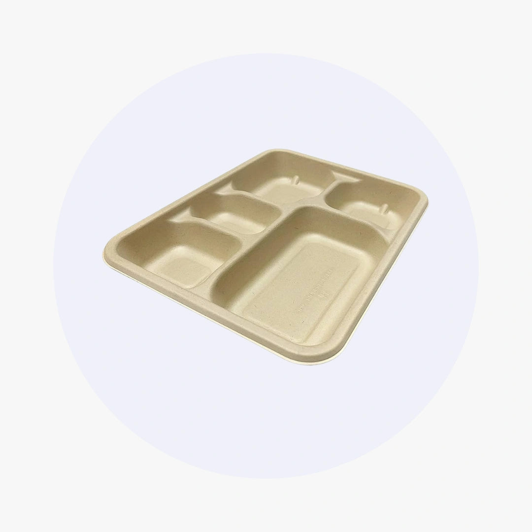 Compostable Sugarcane / Bagasse Plate 5 Compartment