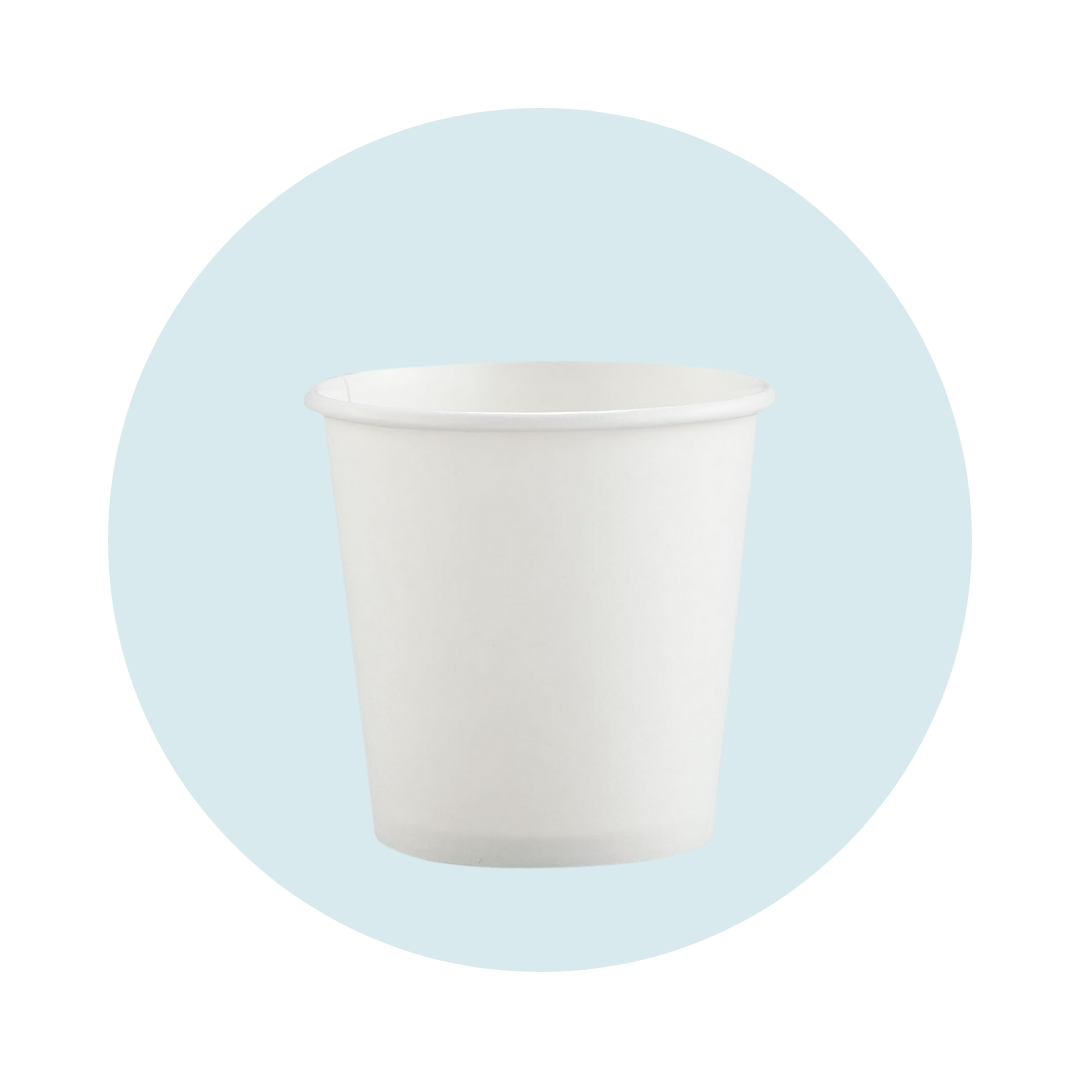 VASOS DE PAPEL DE PARED SIMPLE - BLANCOS - 4 oz