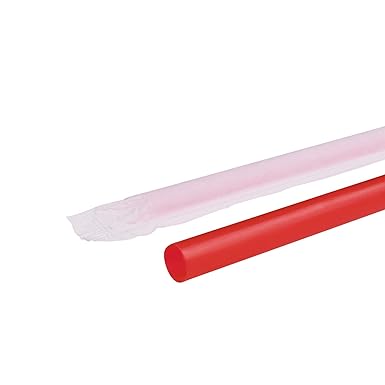 Red Giant Plastic Straw  - Paper Wrapped