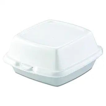 Dart 60HT1 White Foam Hinged Lid Container 6" x 6" x 3" | 6"x6"