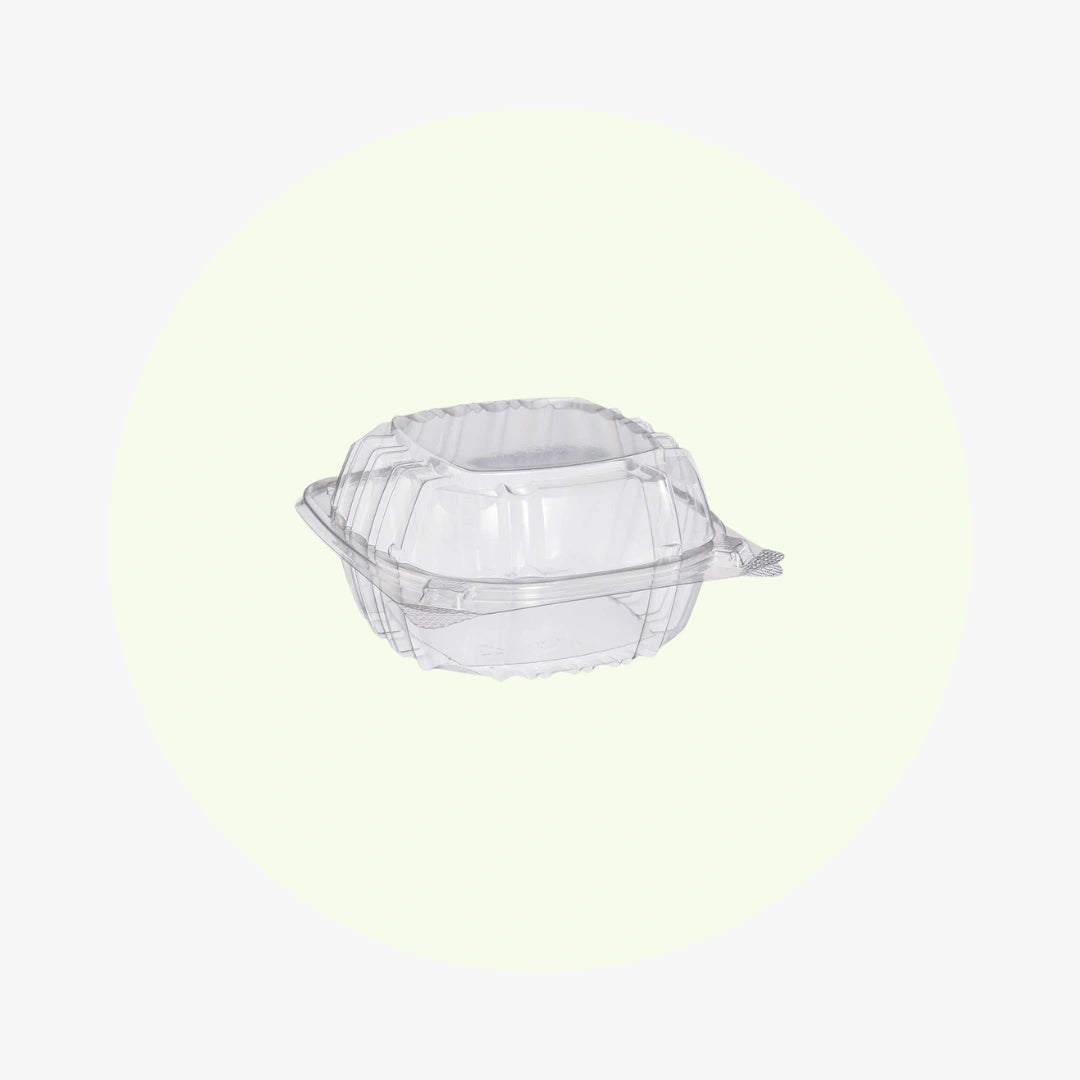 6" ClearSeal Hinged Lid Plastic Container