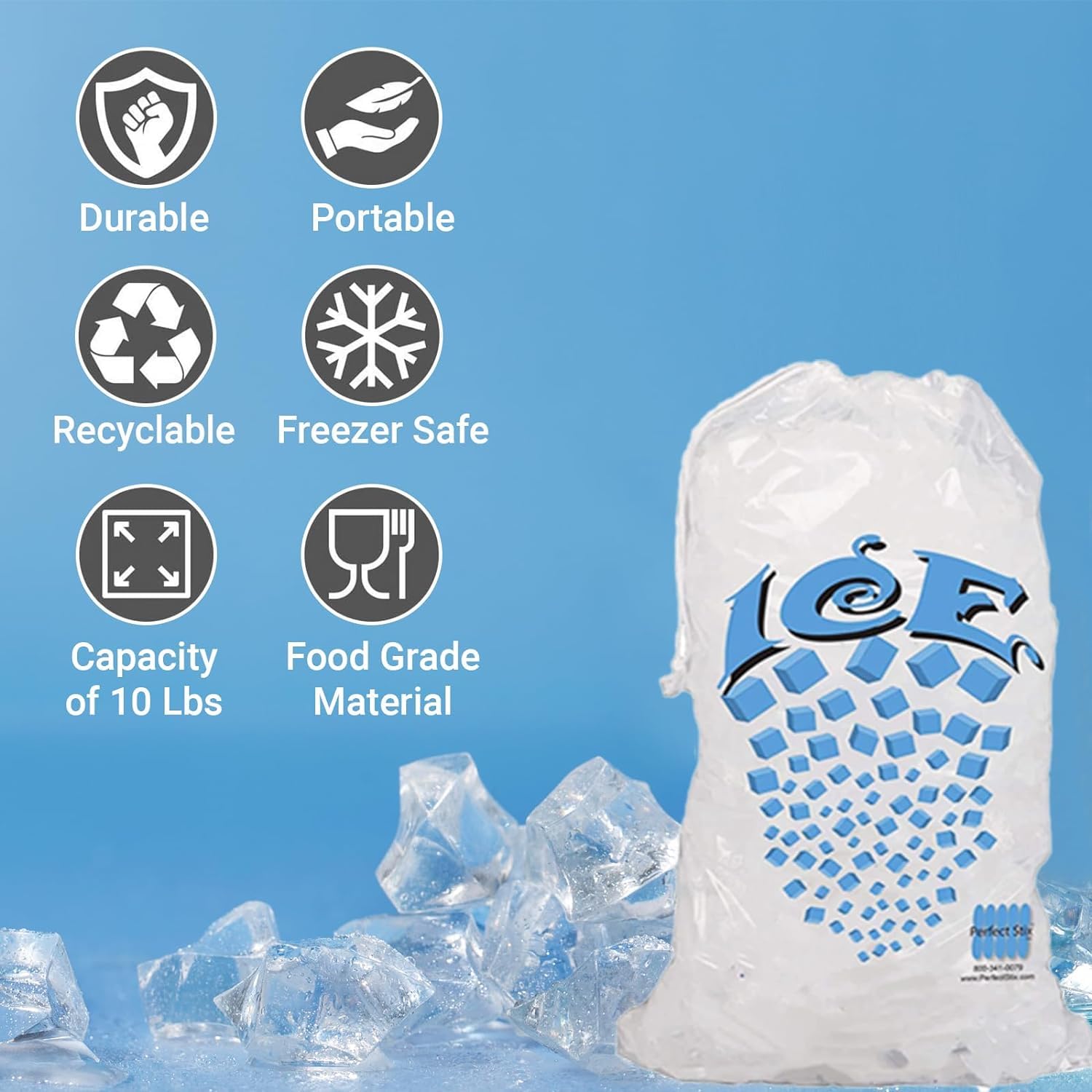 Ice Bags With Drawstring 10 lb