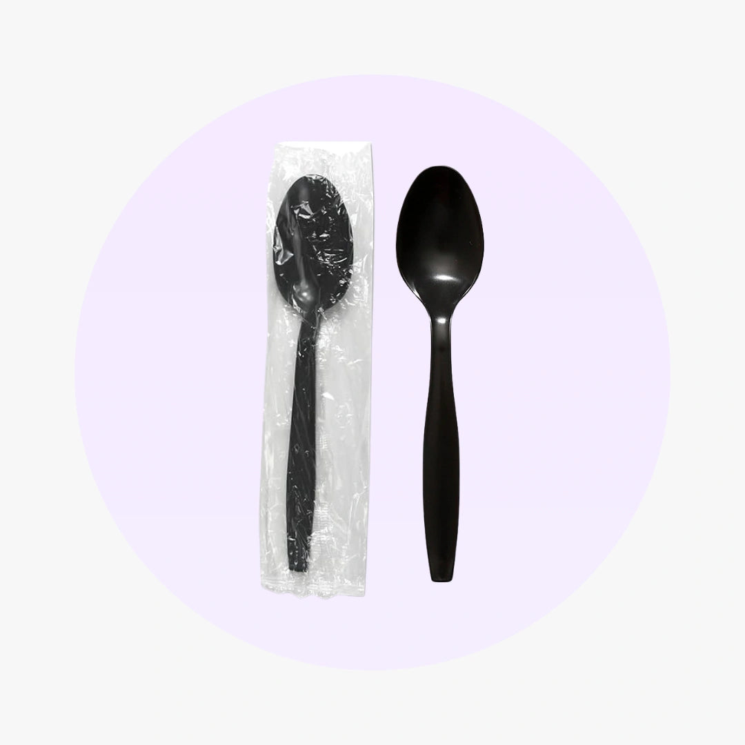 Black Heavy Weight Spoons - Individually Wrapped