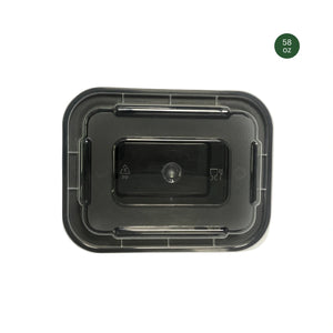 Black Rectangle Microwavable Heavy Weight Container with Lid | 58 oz