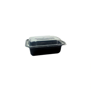 Black Rectangle Microwavable Heavy Weight Container with Lid | 58 oz