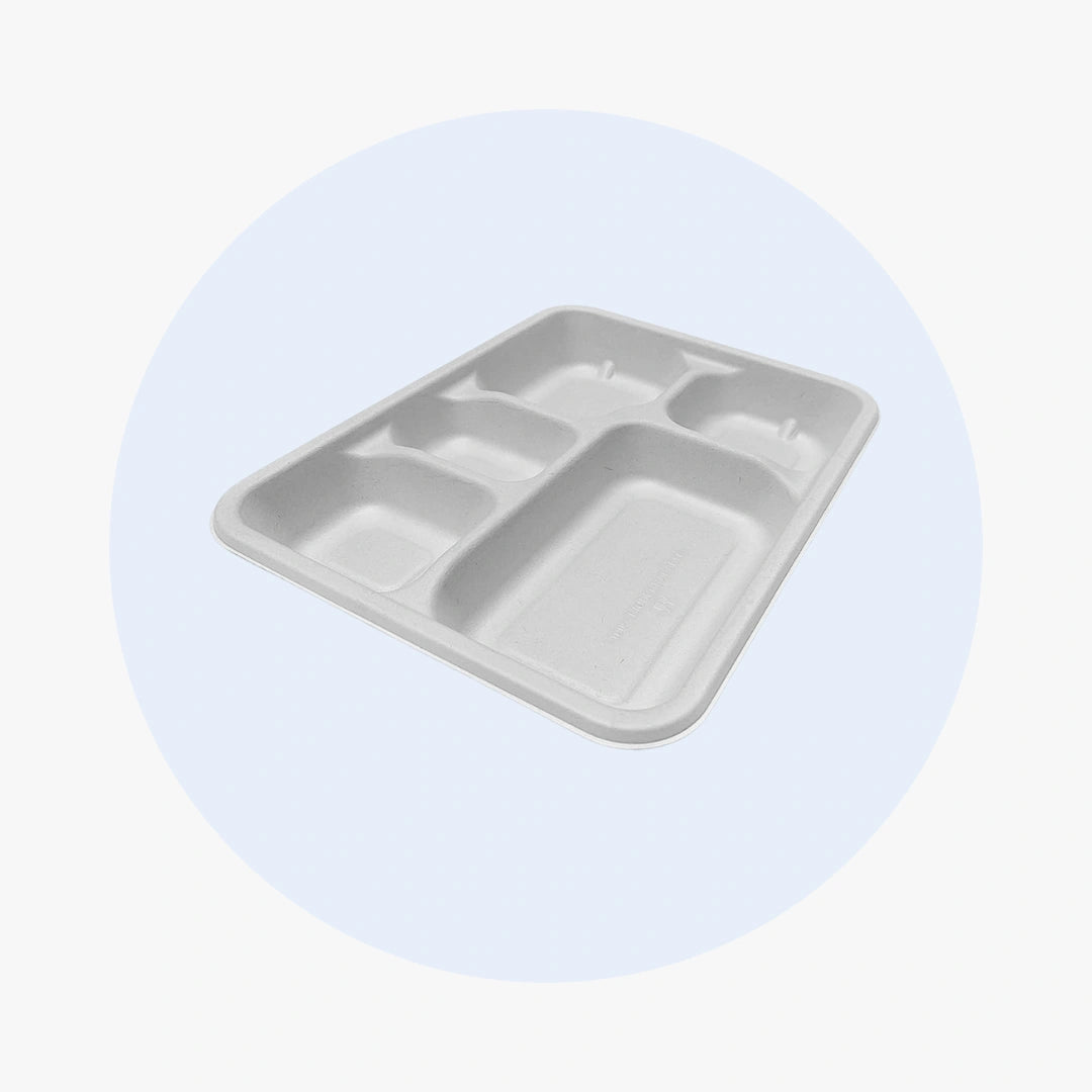 Compostable Sugarcane / Bagasse Plate 5 Compartment