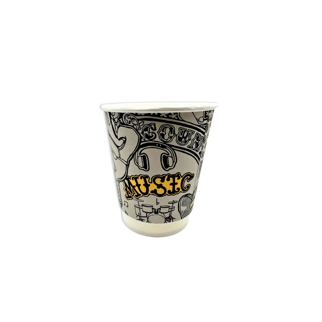 DOUBLE WALL PAPER CUPS - MUSIC DESIGN- 10 oz