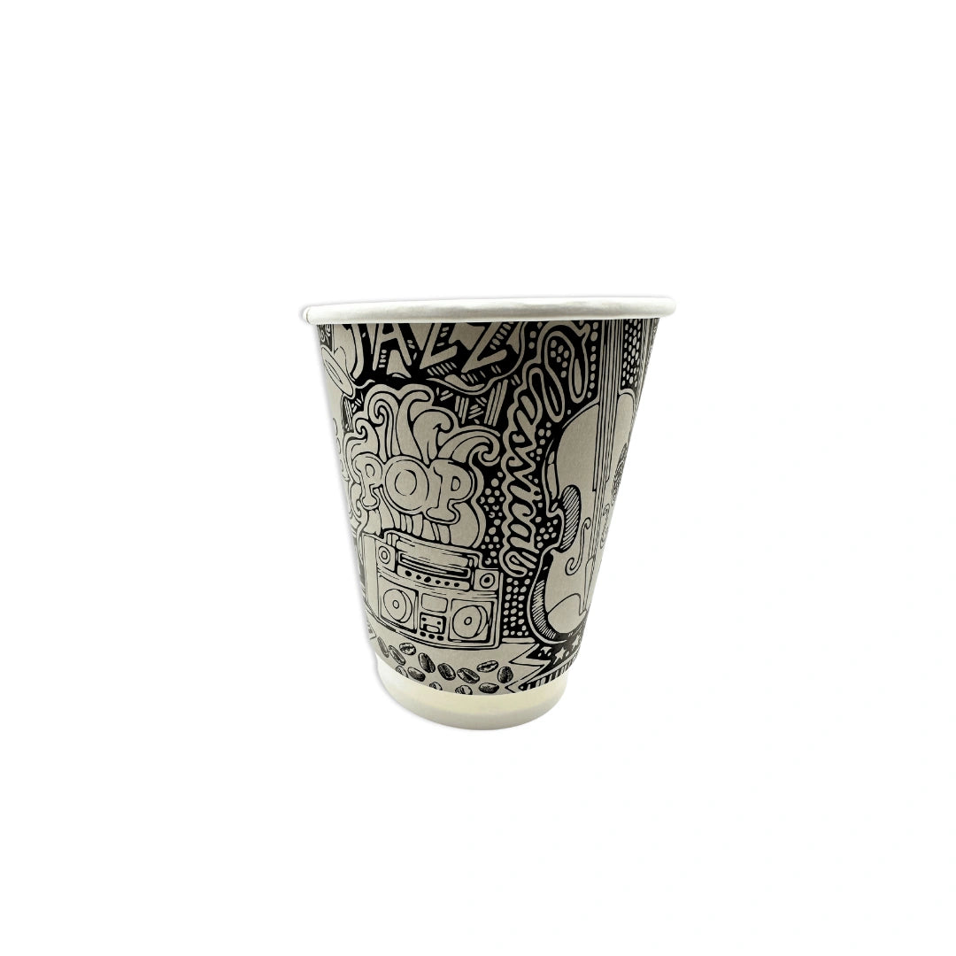 DOUBLE WALL PAPER CUPS - MUSIC DESIGN- 12 oz