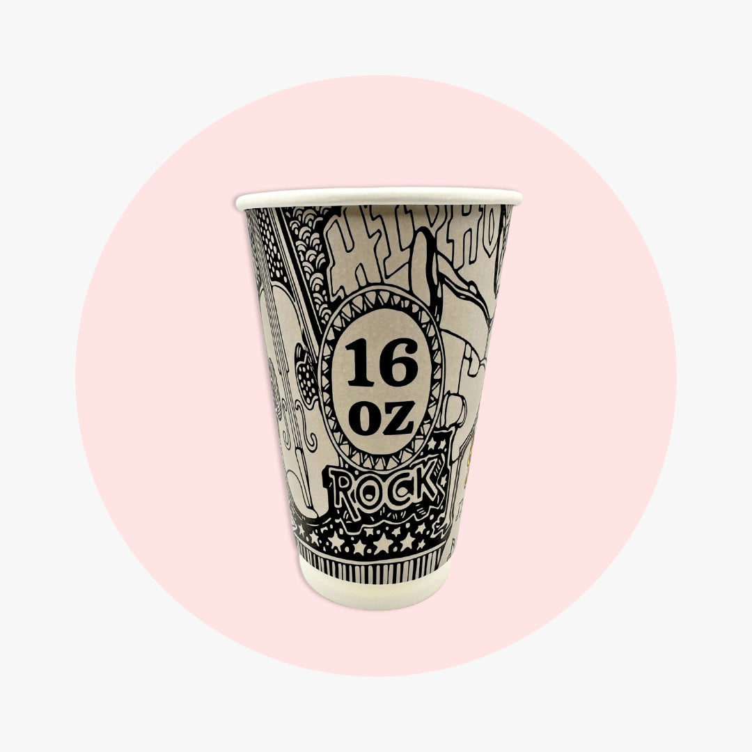 DOUBLE WALL PAPER CUPS - MUSIC DESIGN- 16 oz