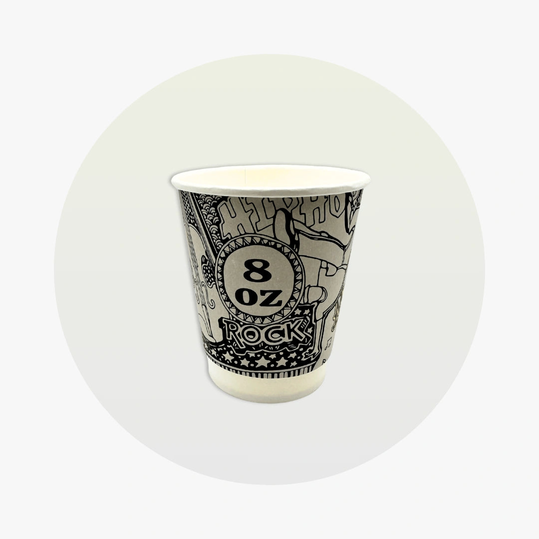 DOUBLE WALL PAPER CUPS - MUSIC DESIGN- 8 oz