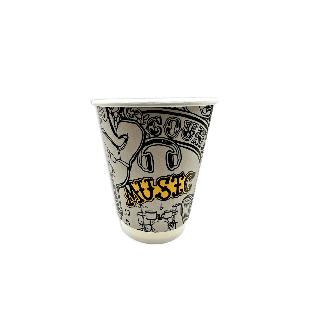 DOUBLE WALL PAPER CUPS - MUSIC DESIGN- 12 oz