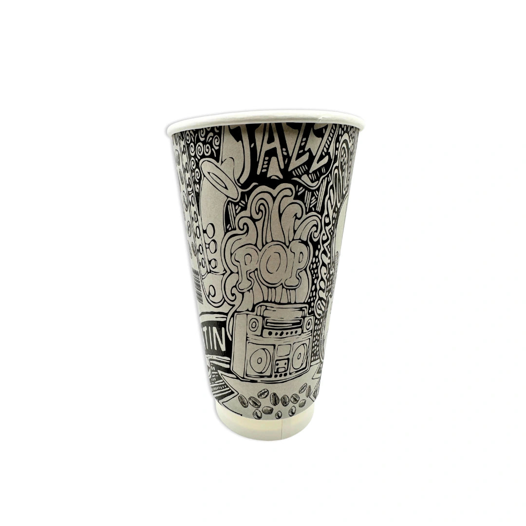 DOUBLE WALL PAPER CUPS - MUSIC DESIGN- 20 oz