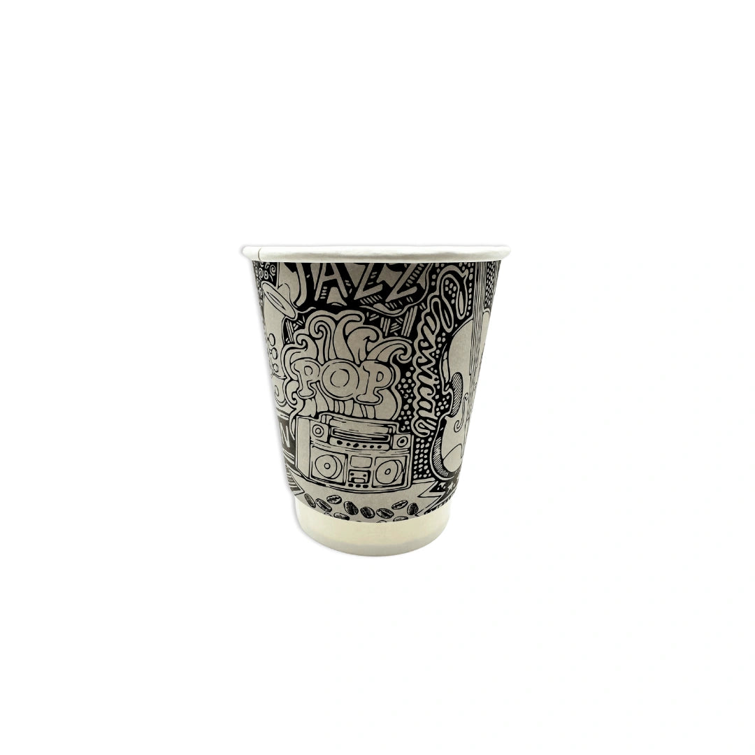 DOUBLE WALL PAPER CUPS - MUSIC DESIGN- 8 oz