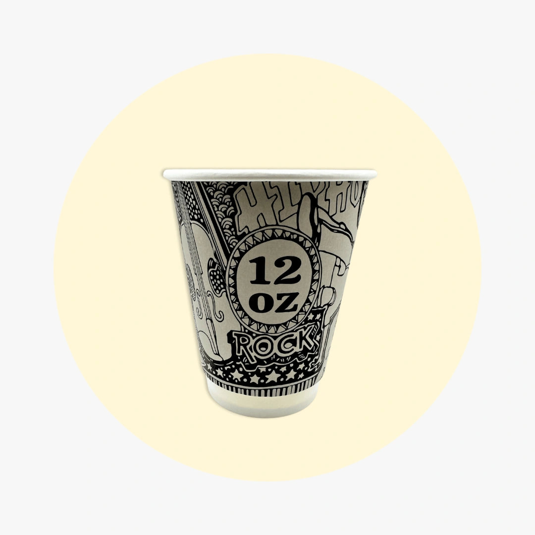 DOUBLE WALL PAPER CUPS - MUSIC DESIGN- 12 oz