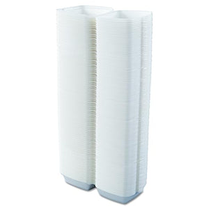 Dart 60HT1 White Foam Hinged Lid Container 6" x 6" x 3"