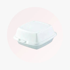 Dart 60HT1 White Foam Hinged Lid Container 6" x 6" x 3