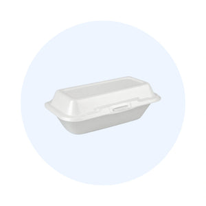 Dart 99HT1R 10" x 5 1/4" x 3" White Foam Hoagie Take Out Container with Perforated Hinged Lid | 9"x9"x3"