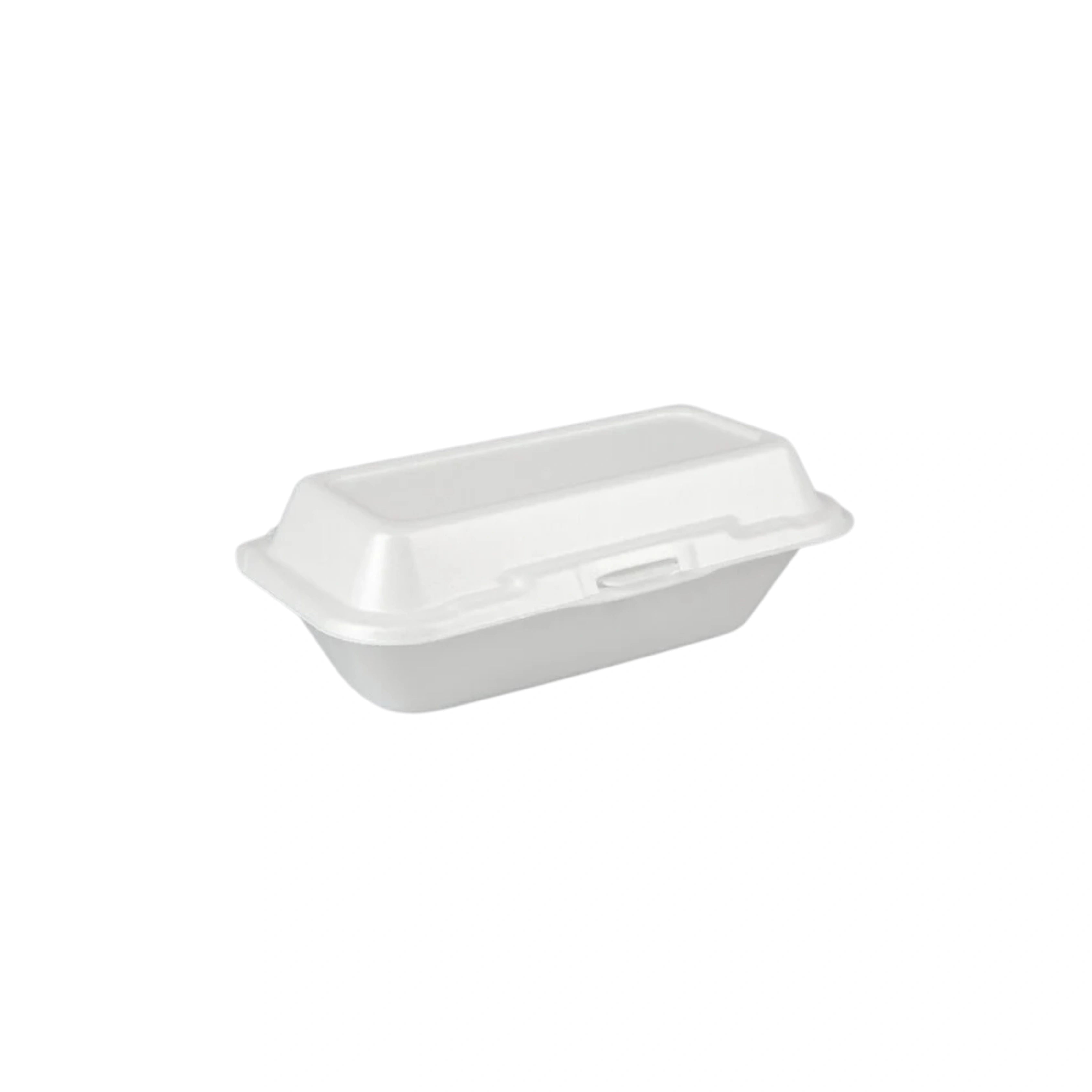 Contenedor para llevar de espuma blanca Dart 99HT1R de 10" x 5 1/4" x 3" con tapa perforada con bisagra | 9" x 9" x 3"