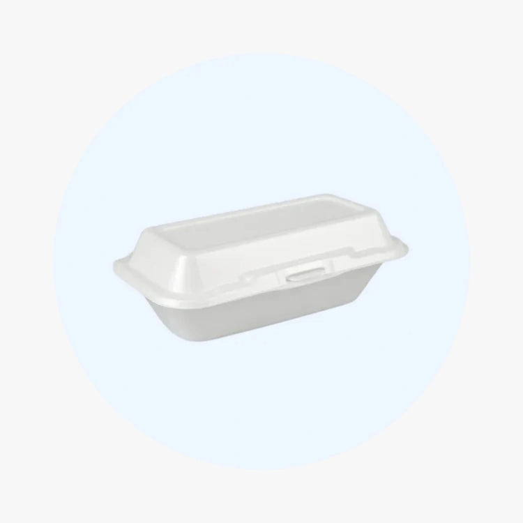 Dart 99HT1R 10" x 5 1/4" x 3" White Foam Hoagie Take Out Container with Perforated Hinged Lid | 9"x9"x3"