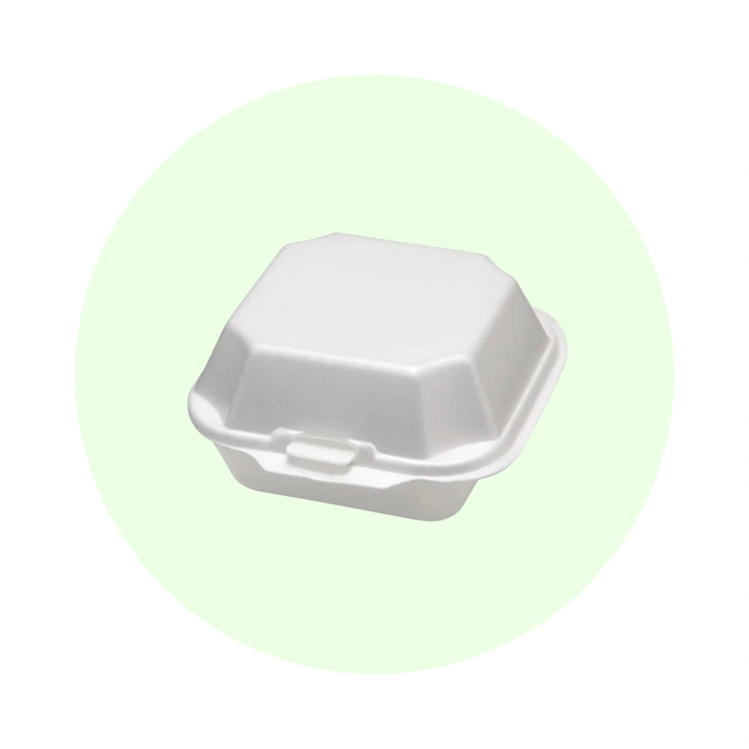 FOAMPAK FP-55002 Small 5" Foam Hinged Lid Sandwich Container | 5"x 5"