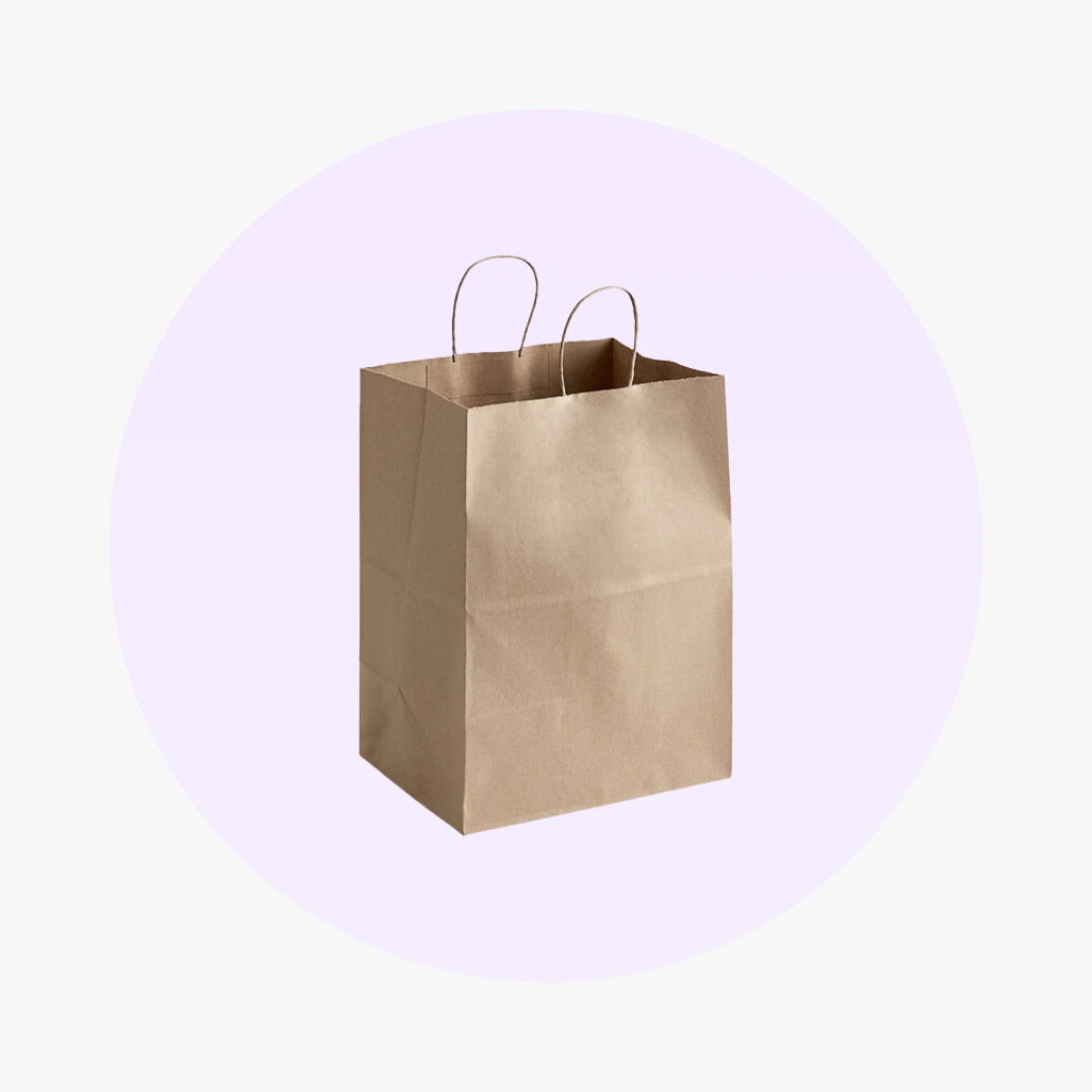 Kraft Shopper Bags With Handle - SMALL - PACK THIS MEAL