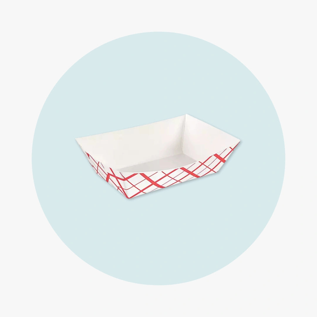 Paper Food Boat Tray - Red & White 1 lb