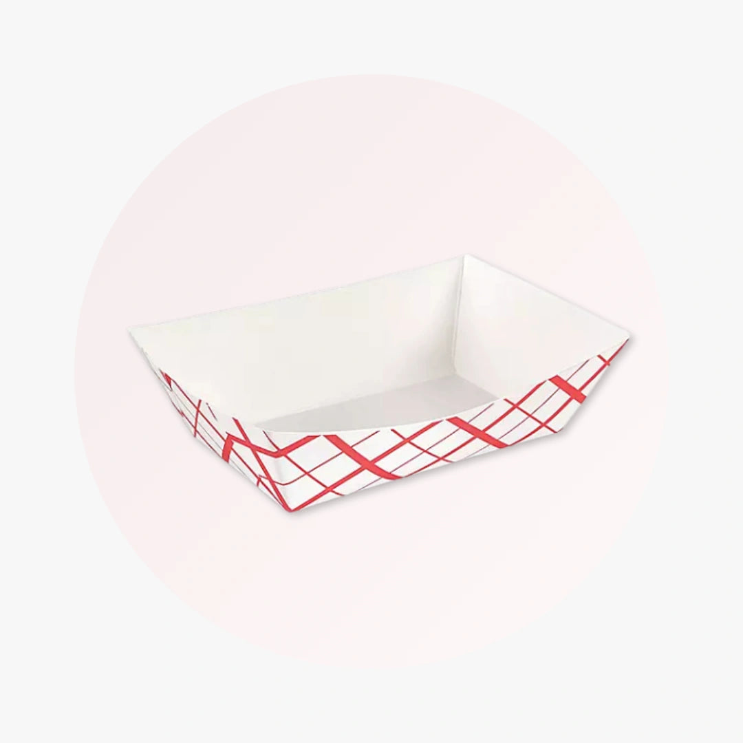 Paper Food Boat Tray - Red & White 3 lb