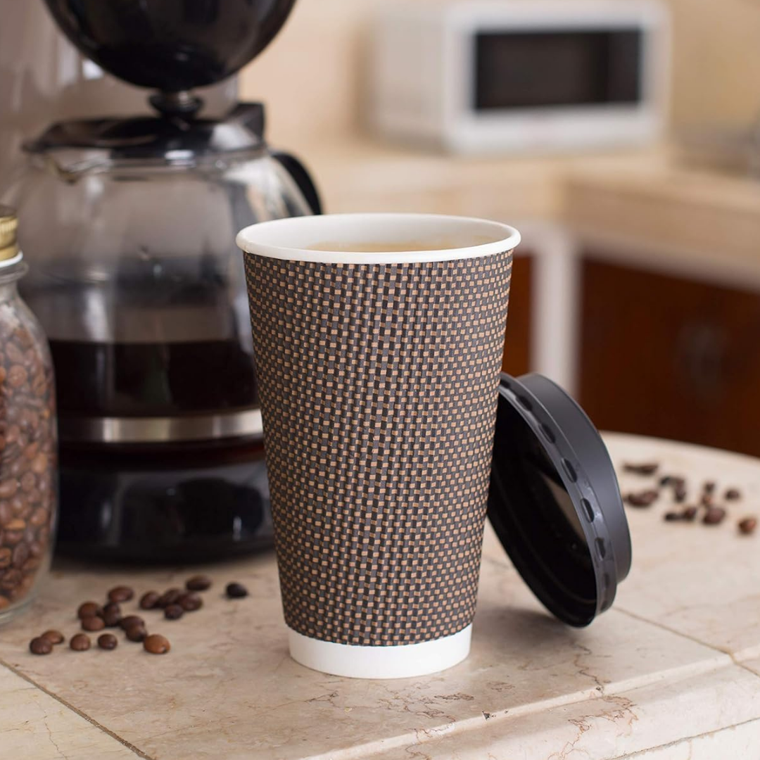 RIPPLE WALL PAPER CUPS - BROWN - 16 oz - PACK THIS MEAL