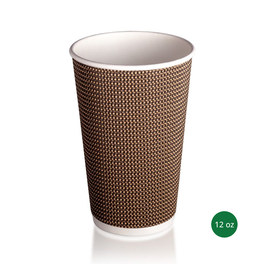 RIPPLE WALL PAPER CUPS - BROWN - 12 oz