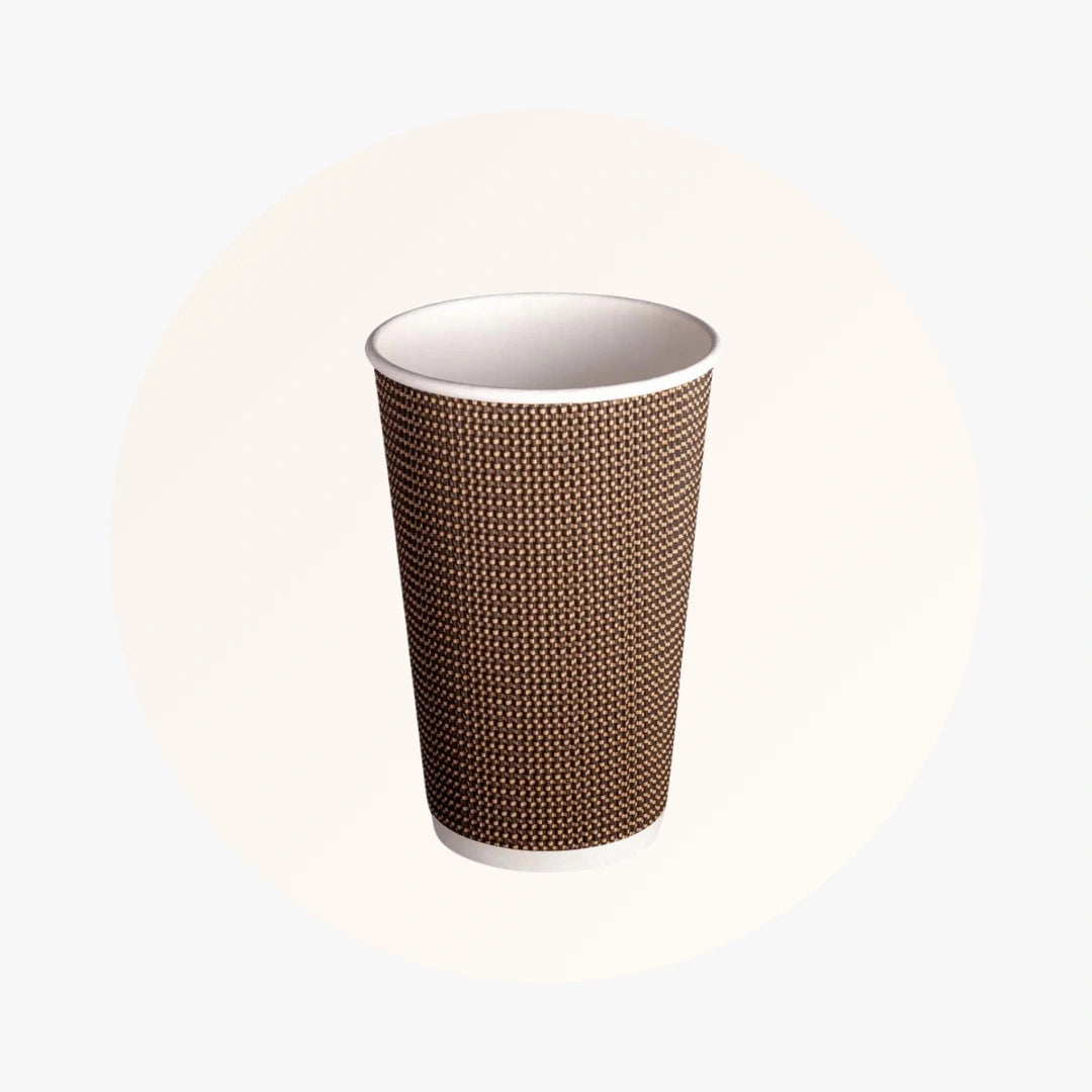 RIPPLE WALL PAPER CUPS - BROWN - 12 oz