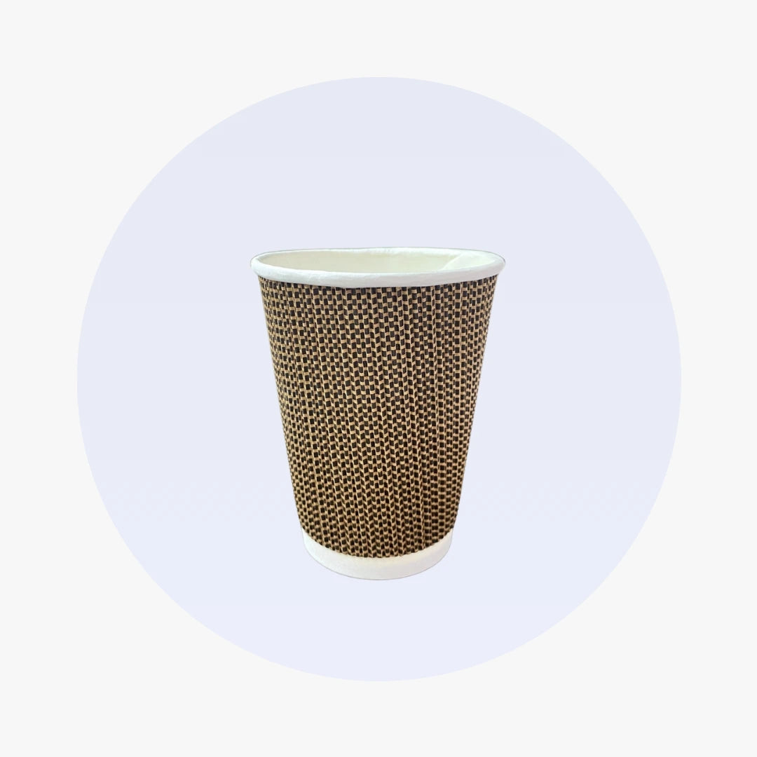 RIPPLE WALL PAPER CUPS - BROWN - 8 oz