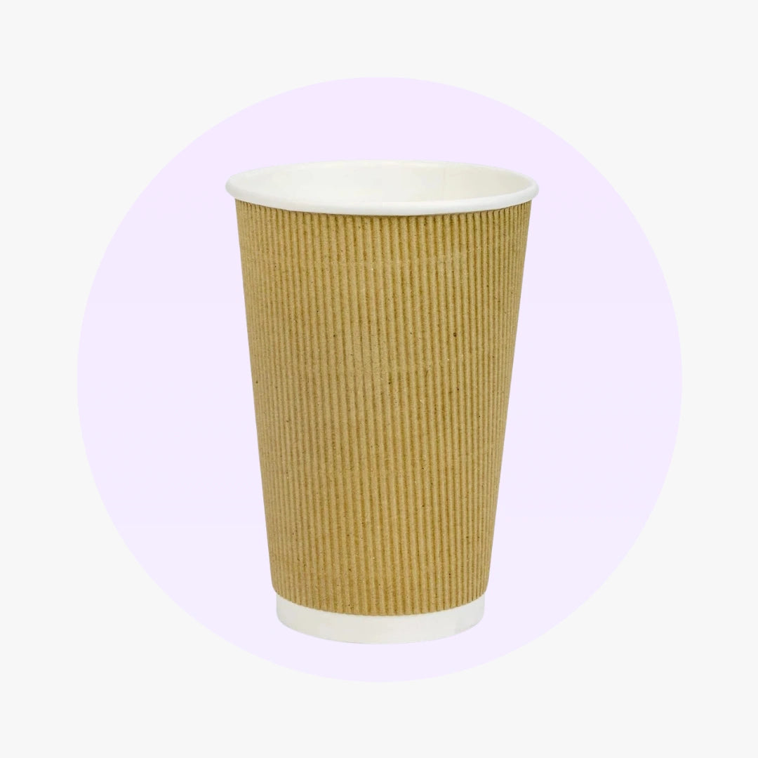 Ripple Wall Paper Cups - Brown Stripes - 20 oz | Pack this Meal