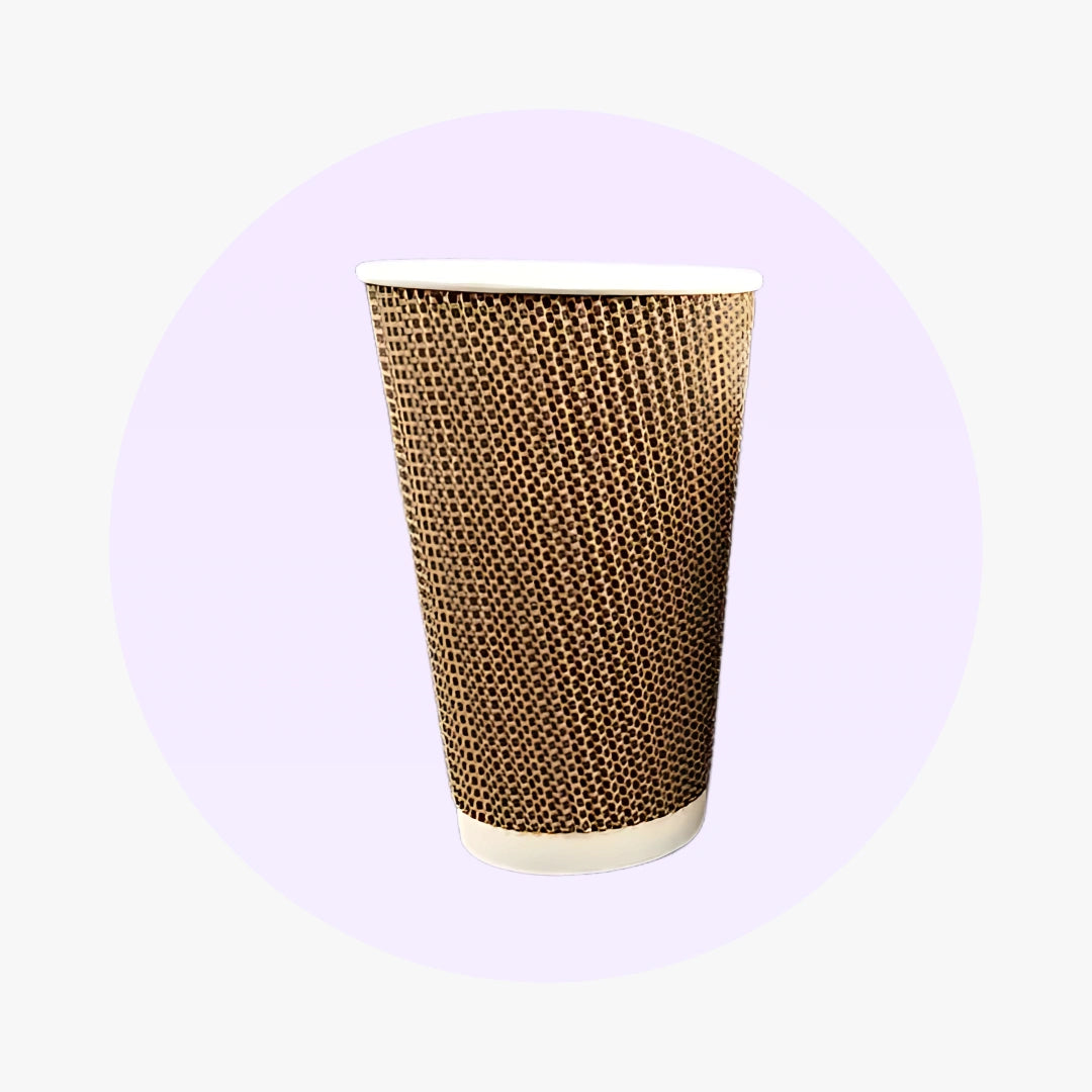 Vasos de papel con diseño de ondas en rayas marrones, 12 oz