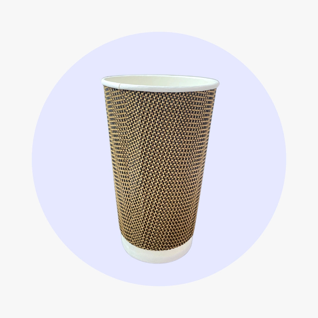 Ripple Wall Paper Cups - Brown Stripes - 16 oz | Pack this Meal