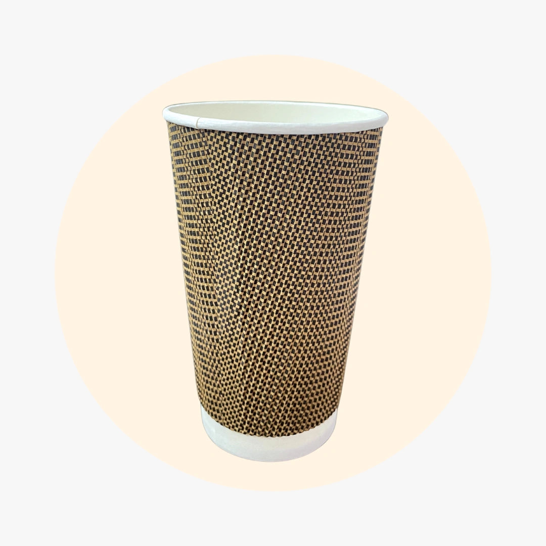 Vasos de papel con diseño de ondas en rayas marrones, 20 oz